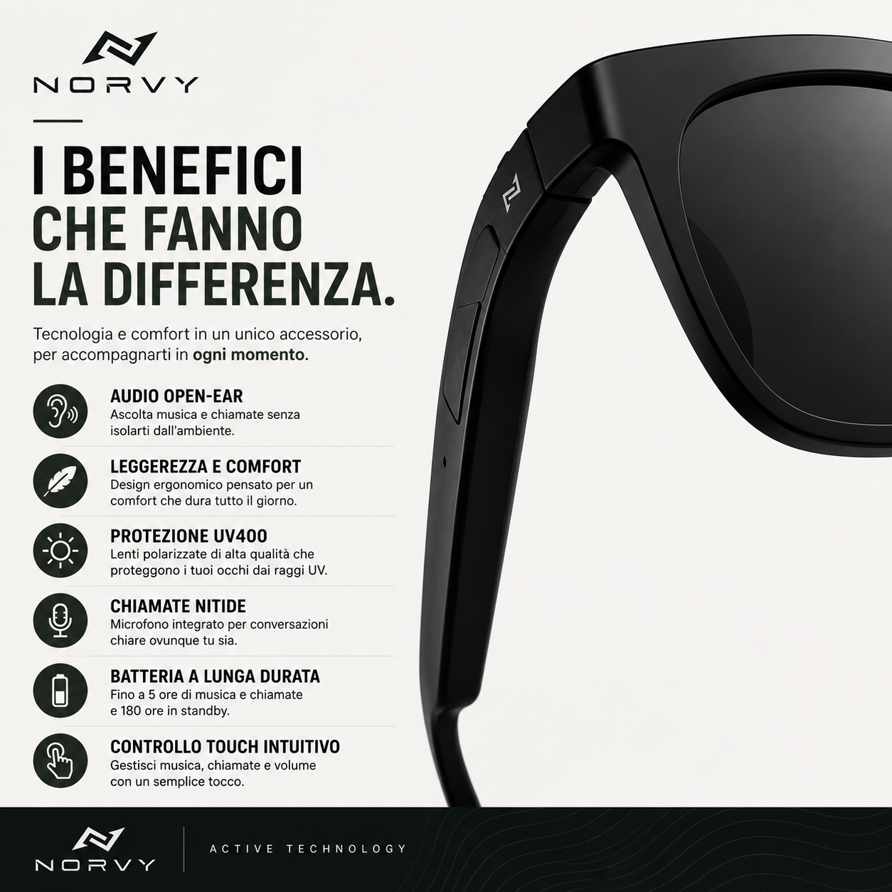 NORYV FLOW - Occhiali Smart Bluetooth