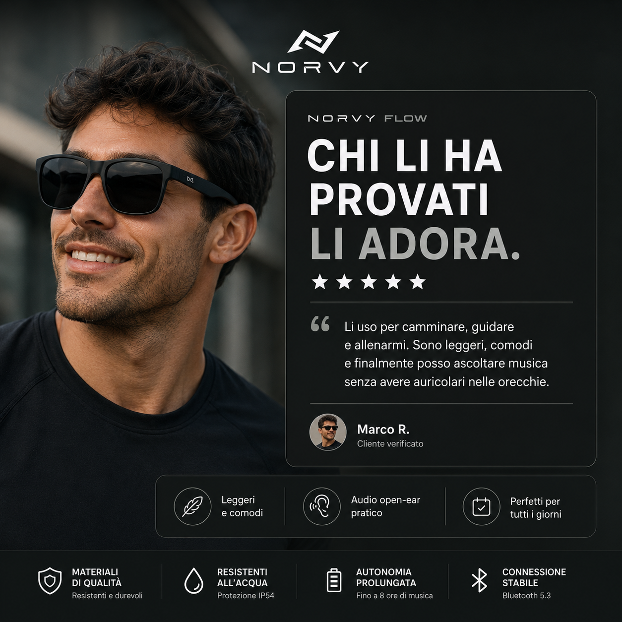 NORYV FLOW - Occhiali Smart Bluetooth